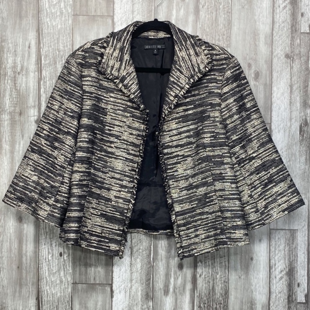 Layfayette 148 silk blend silver jacket